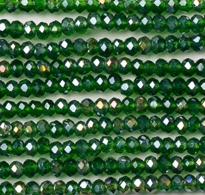 Cristal Rondelle 1MM Verde Botella Tornasol